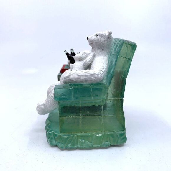 2003 Coca-Cola Mini Clock Polar Bear w/Cubs & Cooler CCM89 Tested Working 377 - Picture 4 of 16